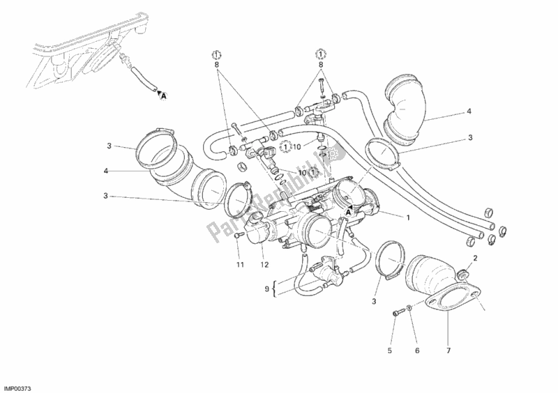 All parts for the Intake Manifold of the Ducati Multistrada 1100 S 2007